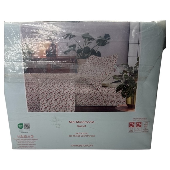 Cath Kidston Mini Mushrooms Russet Twin 3-Piece Cotton Percale Sheet Set NWT - Picture 4 of 10